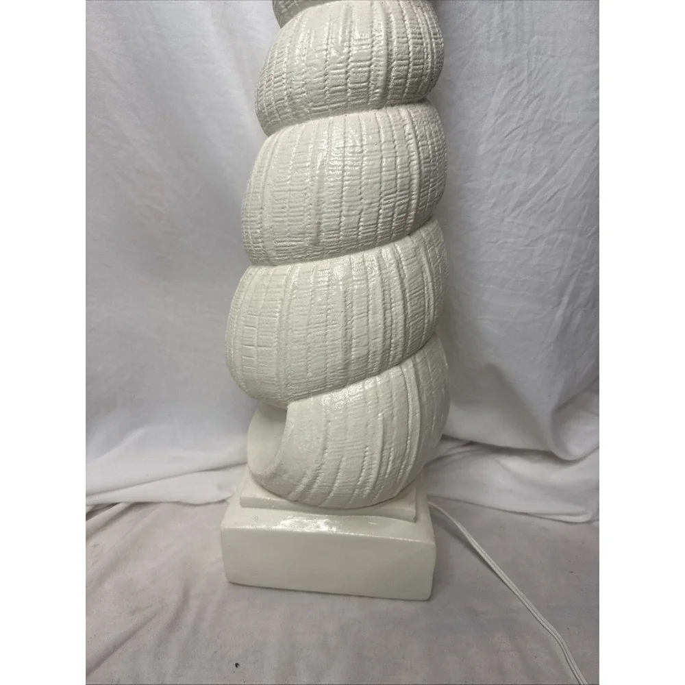 Vintage 1980s Hollywood Regency Spiral Seashell Form Plaster Table Lamp 32